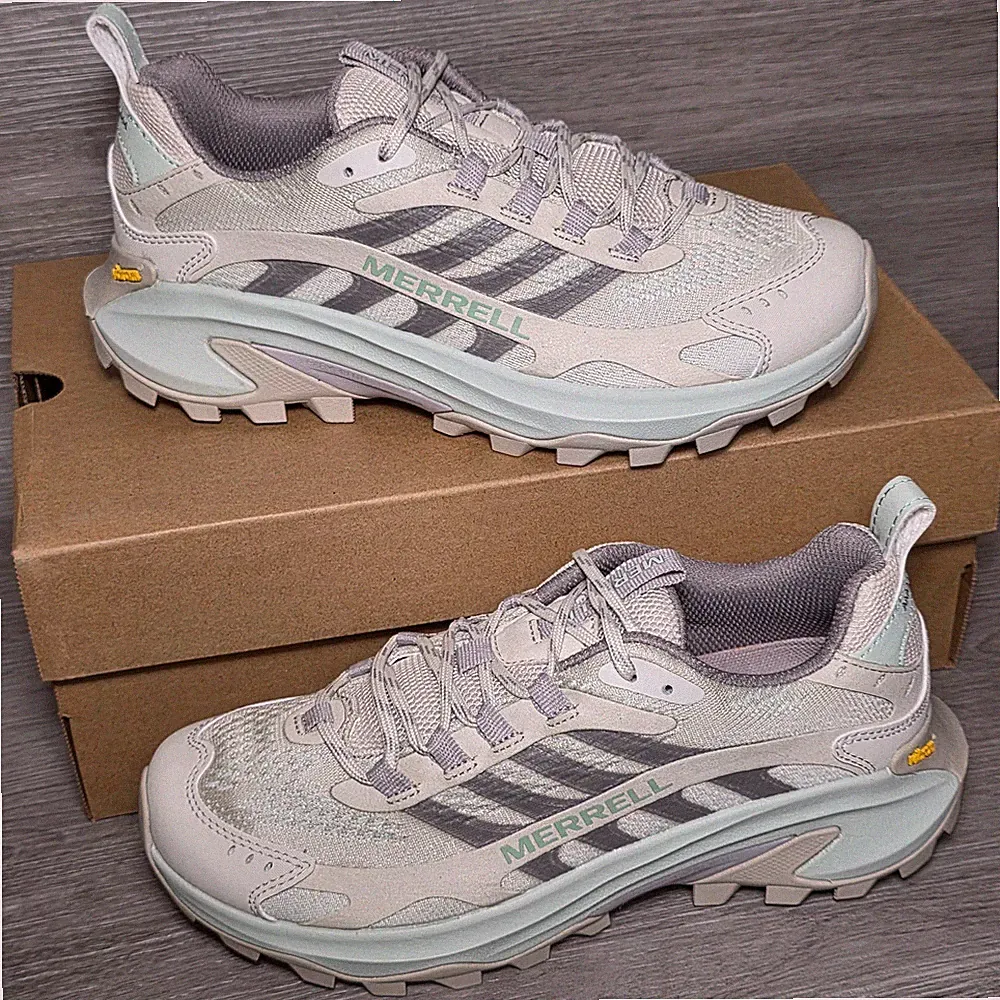 Merrell Women's Moab Speed 2 Hiking Trail Running Shoes Size 7.5 Off-White Green